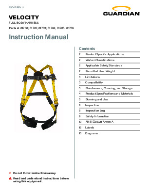 Velocity Harness – 01704 (USA) | Guardian Fall Protection